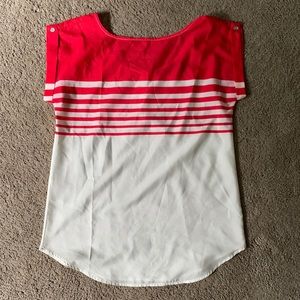 Limited red/white semi-sheer XS cap sleeve top